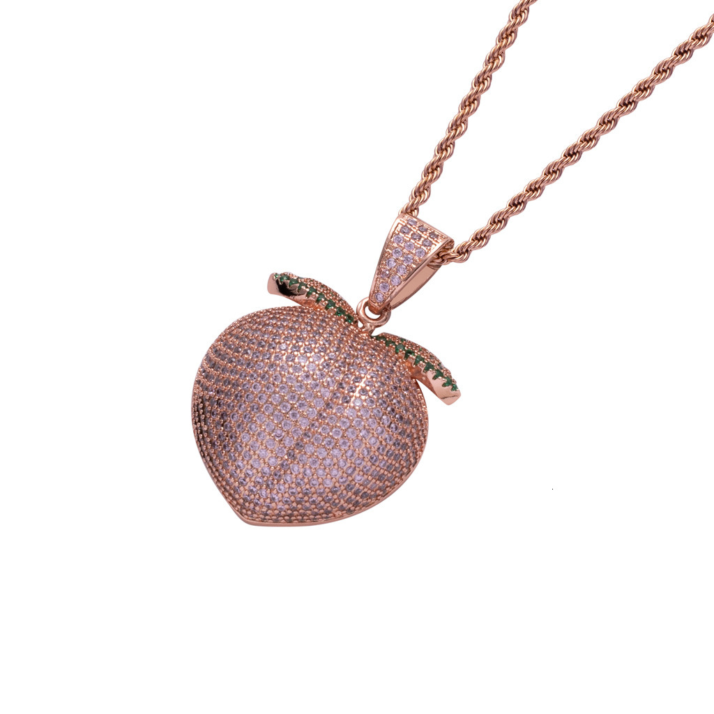 Luxury Moissanite Jewelry Hip Hop Iced Out Pink Peach Pendant Pink Nightclub Style Unisex Peach Pendant Pass the diamond tester