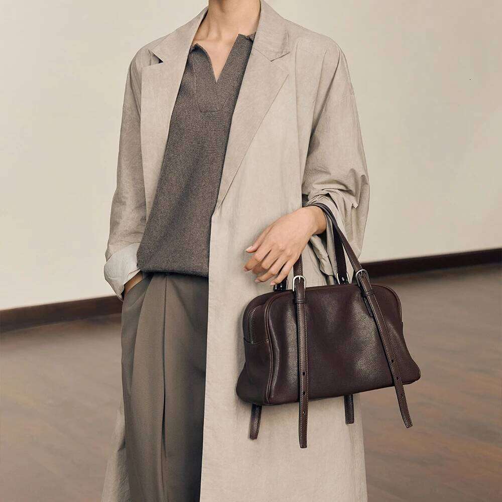 2025 Genuine Leather Women Handbag Bowling Second Layer Cowhide Female Shoulder Versatile Daily Underarm Bag Crossbody