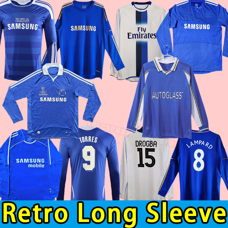Chelsae Long seeve CFC Retro Soccer Jersey Lampard Torres Drogba 2011 2012 Football Shirts Camiseta WISE 2012 11 12 2005 2006 2007 COLE ZOLA Vialli HUGHES Drogba 06 08