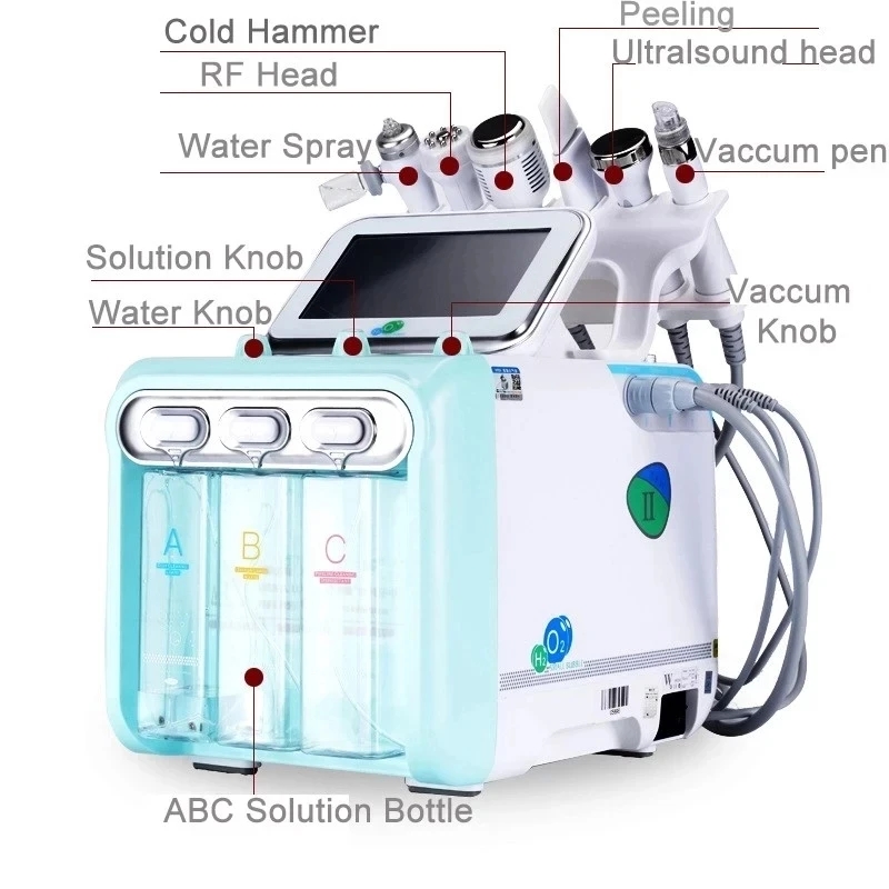 6-in-1 Jet Peeling Water Oxygen Small Bubble Facial Cleaning Vacuum Skin Purifier with Facial Massage for Skincare