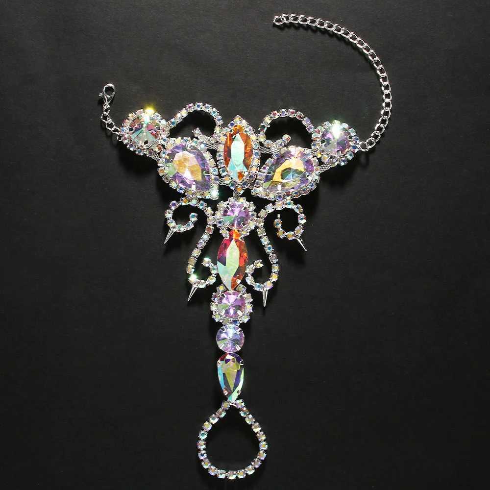 Stonefans Colorful Hollow Toe Chain Anklet Belly Dance Accessories Beach Barefoot Geometric Rhinestone Anklet Bracelet for Women U250624