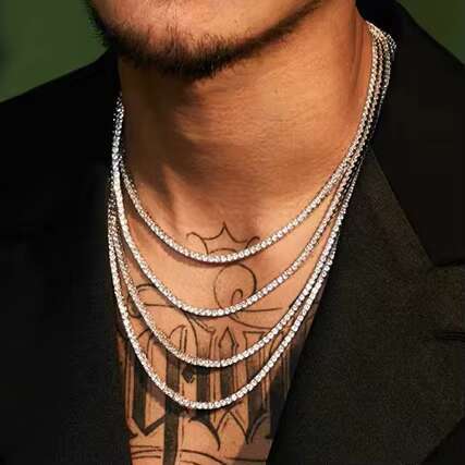 Hip Hop Tennis Chain in Stock 2mm Wide With D Color Moissanite Diamond Necklace 925 Solid Silver Tennis Link Chain/Bracelet