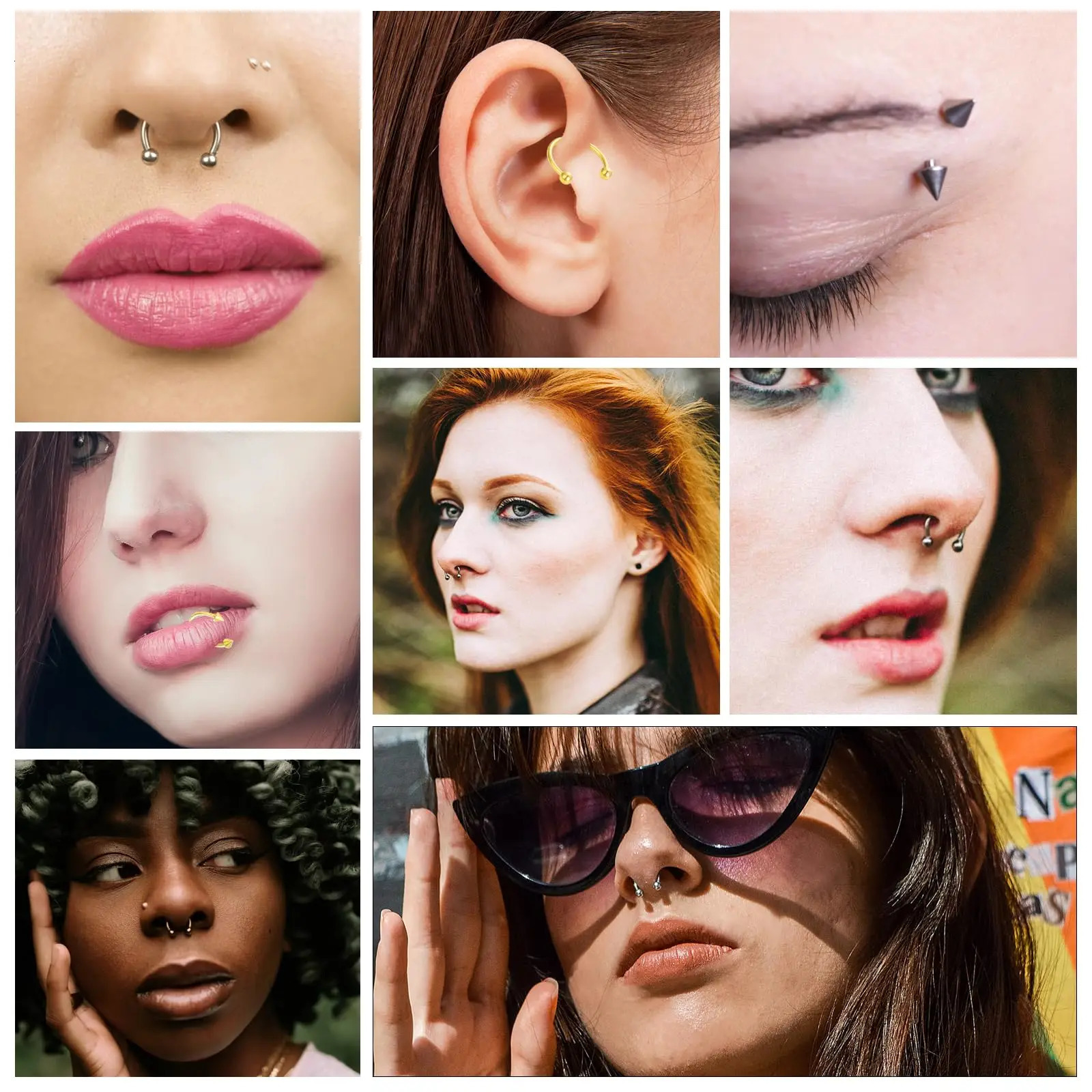 4pcs 16G Variety of Sizes Horseshoe Rings Steel Nose Septum Hoop Earring Eyebrow Piercing Jewelry for Women Men 612mm 250613