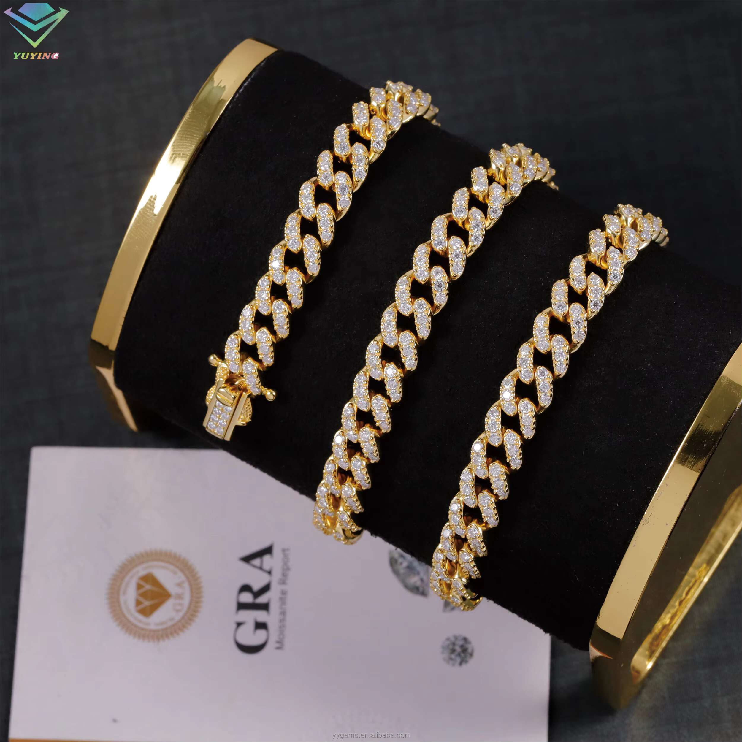 New Design 6mm 8mm 10mm Single Row Cuban Link Chain 925 Sterling Silver Moissanite Necklace Hip Hop Jewelry Necklace Bracelet