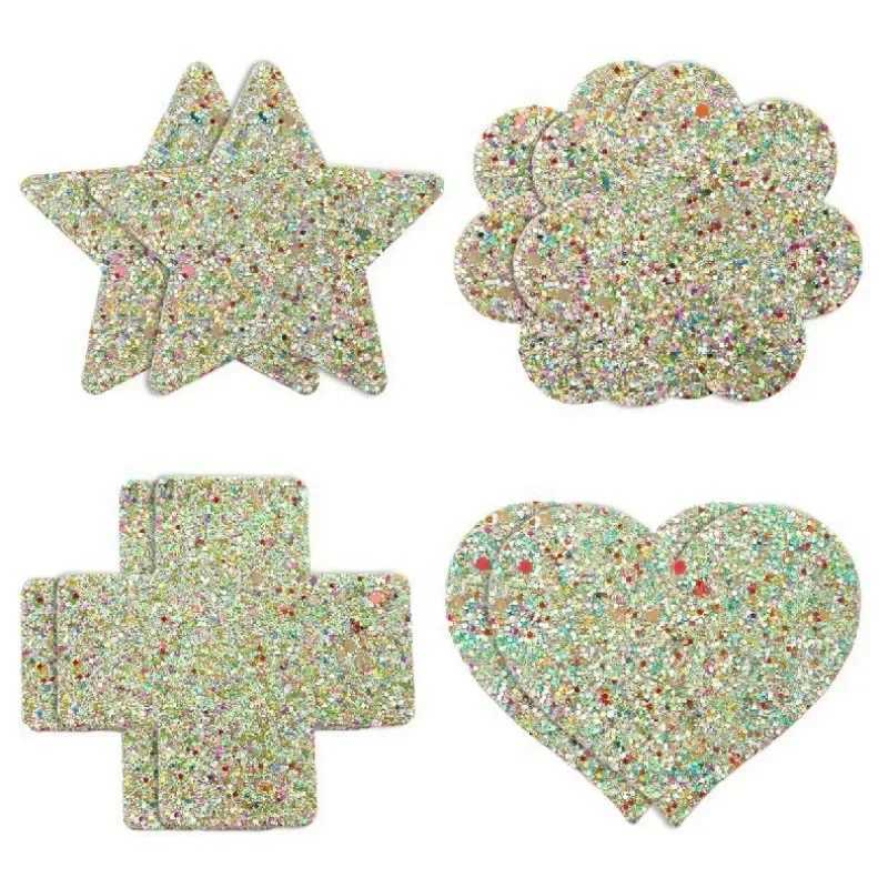 Sexy Nipple Pasties Invisible Disposable Breast Patch Clover Luminous Glitter Breast Lift Tape Chest Stickers Bara Nipple Covers W250624