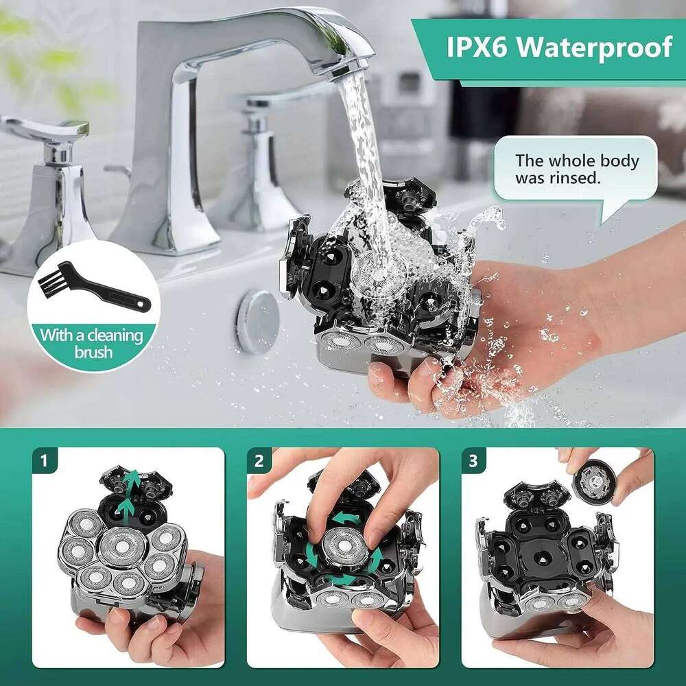 9D Super Electric Shaver 6 In 1 Grooming Kit Waterproof LED Display Wet/Dry Mens Rechargeable Hair Trimmer Razor