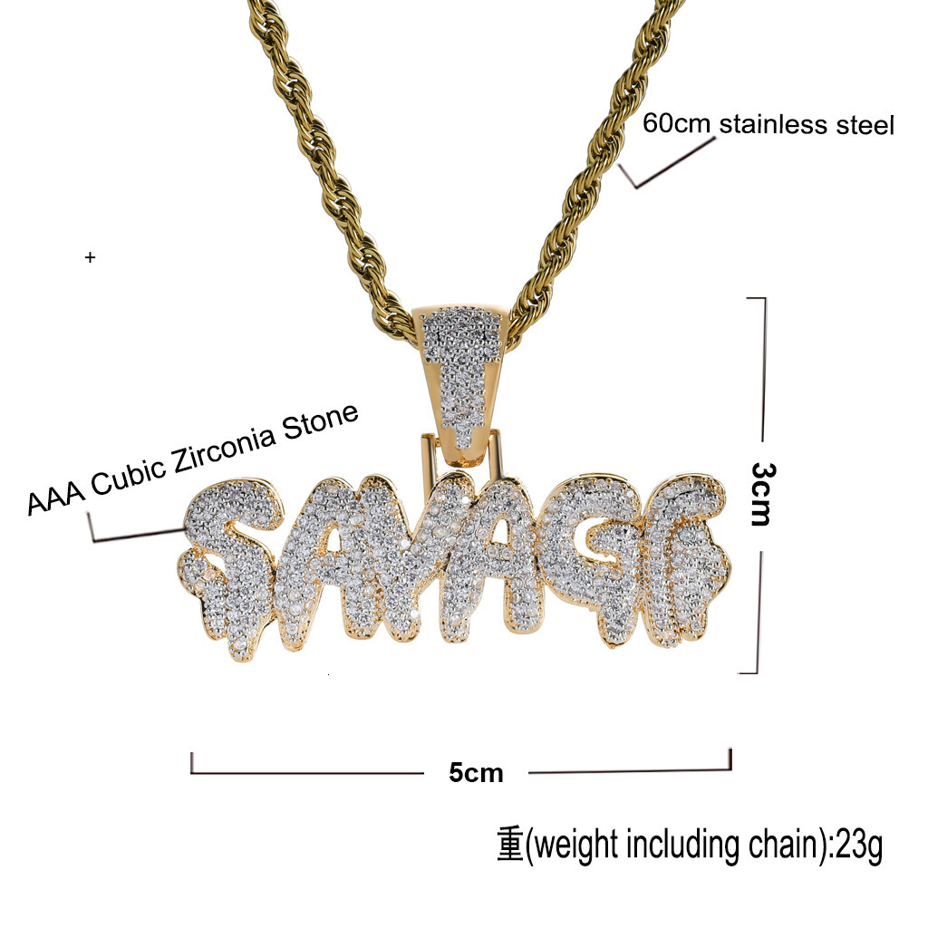 Luxury Moissanite Jewelry SAVAGE Iced Out Hip Hop Pendant Bling Necklace Pass the diamond tester