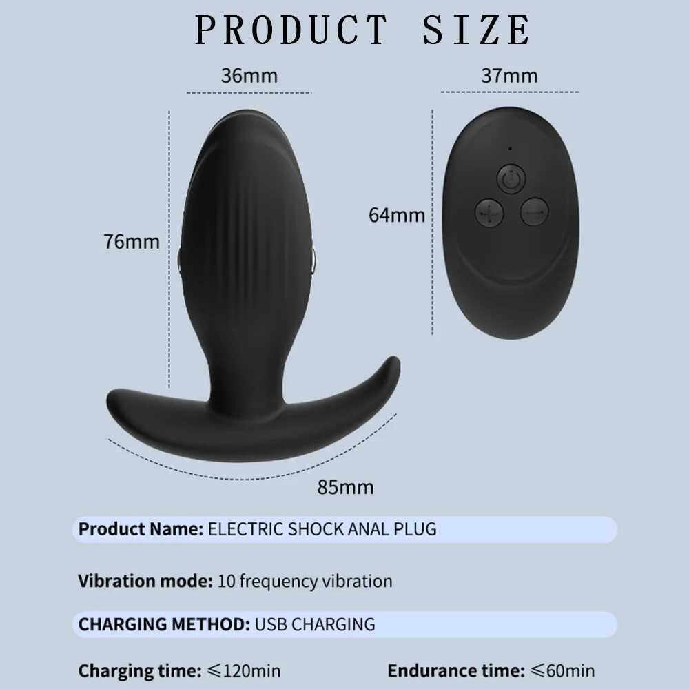 Electric Shock Anal Vibrator Wireless Remote Vibrating Butt Plug Vibrators Male Prostate Massager Adults Sex Toys For Women Men W250624