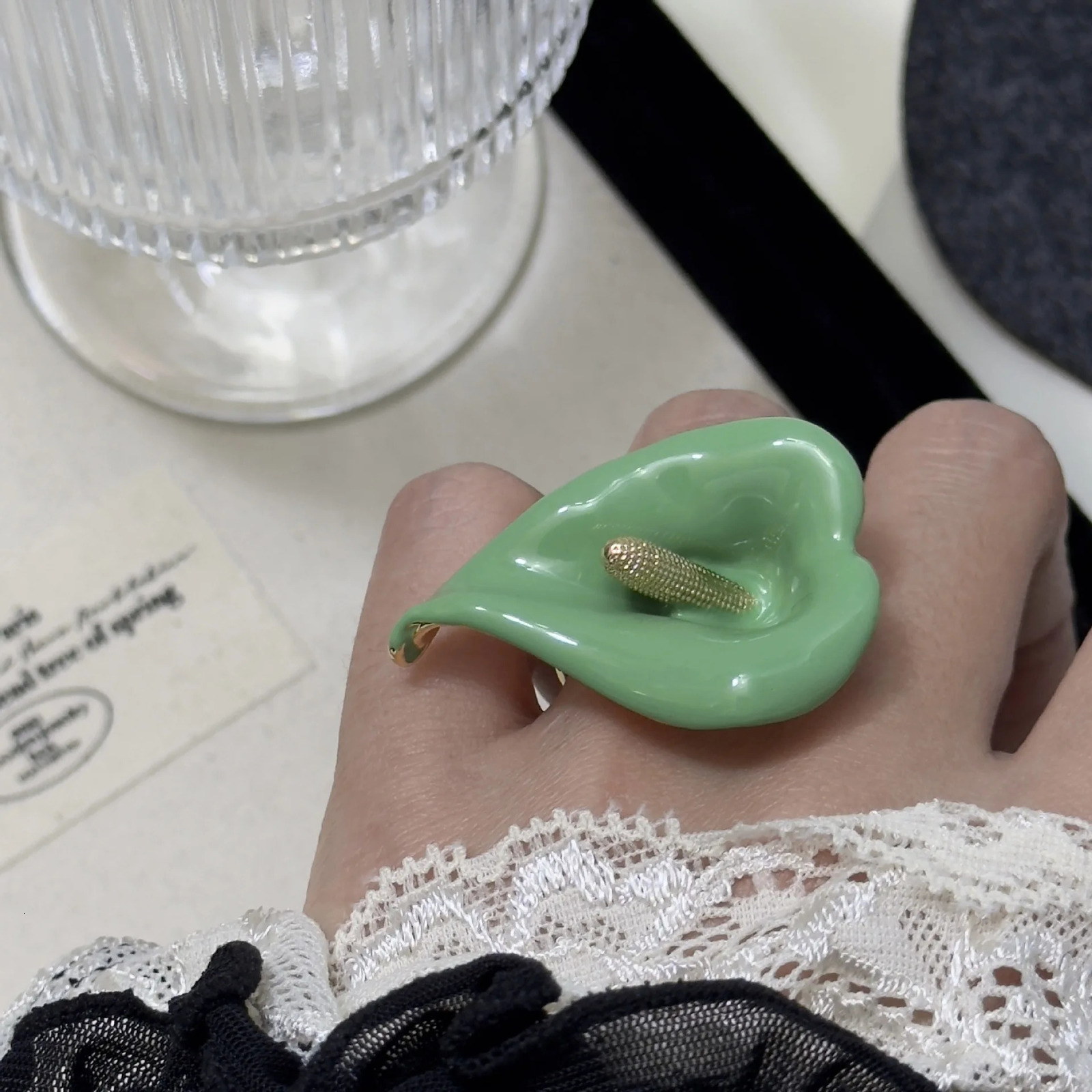 Metal enamel oil-dropped ring 250624