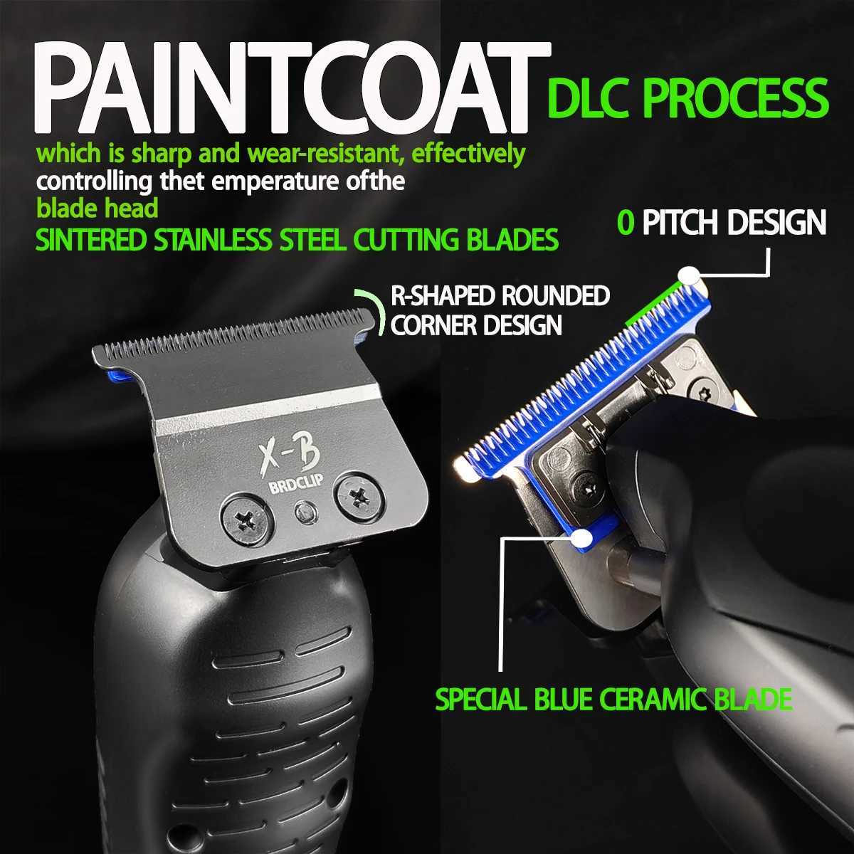 Professional BRDCLIP New Hair Trimmer 9615 Electric High Power Motor 9000RPM DLC Special Blue Ceramic Blade With Charging Base XJ250624