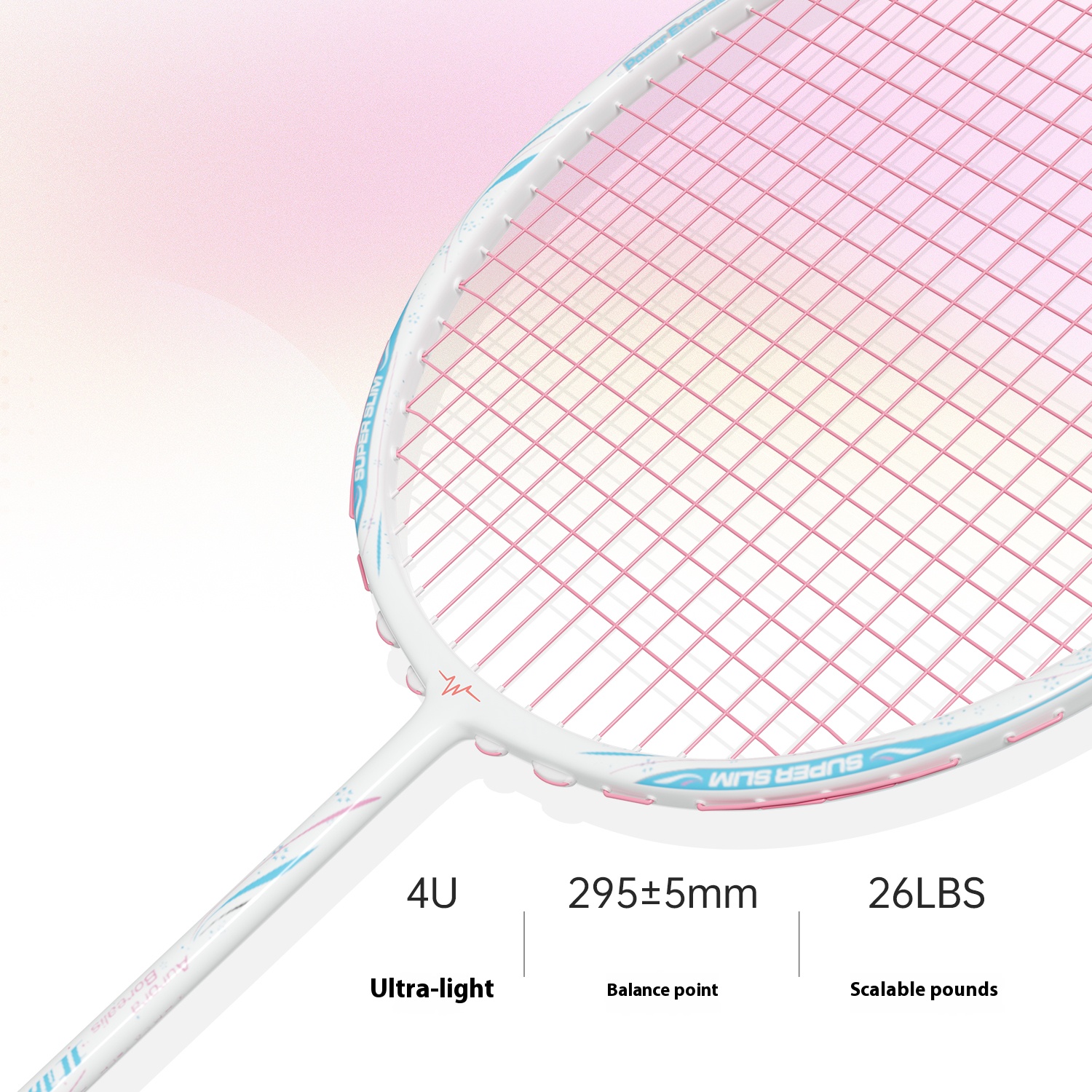 Aurora Borealis Badminton Racket | Beginner-Friendly | 26LBS Tension | 4U Ultralight Full Carbon Fiber | Shock-Absorbing Design