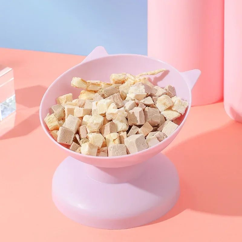 Tilted High-Rise Pet Dish with Neck Protection - Food/Water Bowl for Small Cats & Dogs