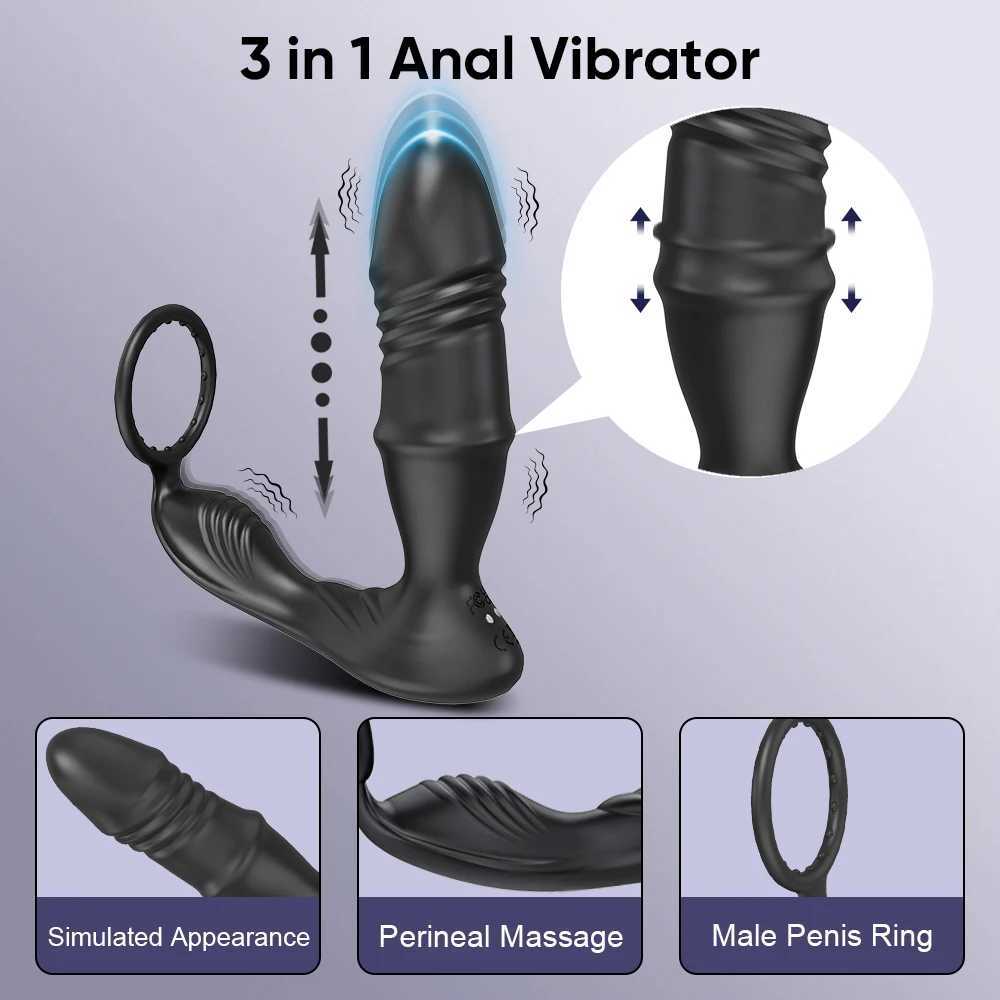 Male Thrusting Prostate Massager Bluetooth APP Vibrator for Men Gay Wireless Remote Prostate Stimulator Sex Toy for Couples W250624