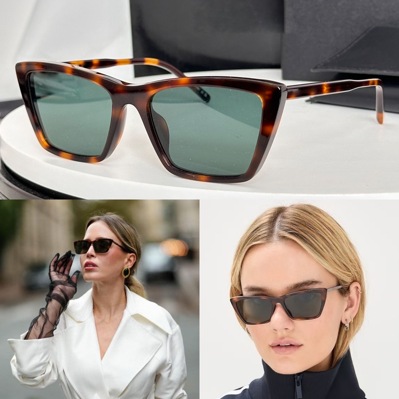 Luxury SL Designer Sunglasses For Women 737 Mica Thin Vacation Glasses men trendy street shooting sunglasses cat eye frames green lens perfect for work and leisure