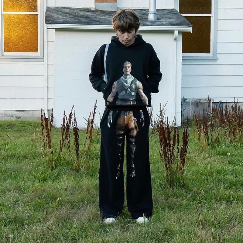 Men's Tracksuits 2 Pcs Hoodies Co-ords Jonesy Tracksuit Character Printed Pattern Sets Simulation Funny Hip Hop Streetwear Unisex Boxy