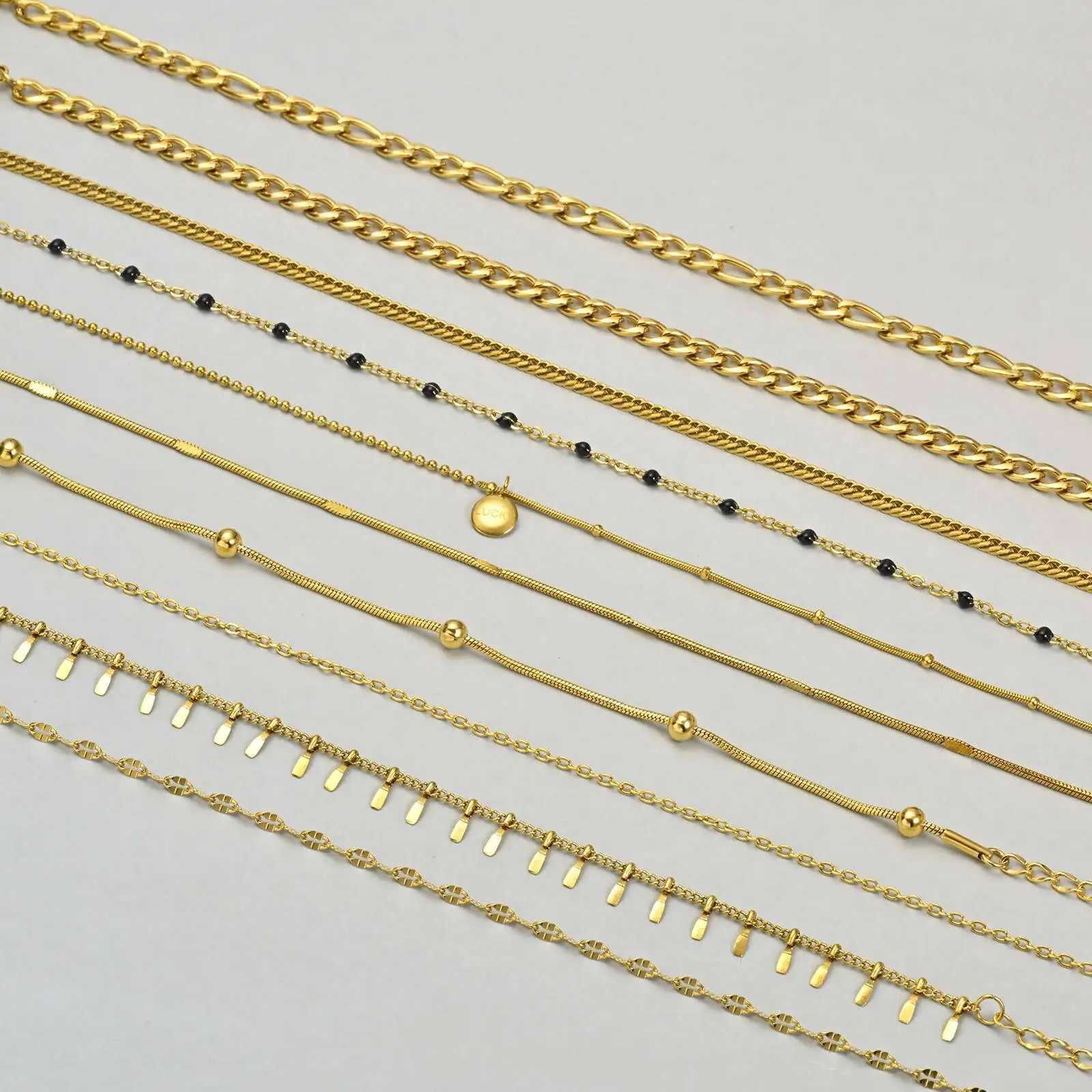 Waterproof Layered Link Chain Anklets Bracelet for Women Gold Plated Foot Leg Anklets Summer Boho Beach Jewelry Adjustable U250624