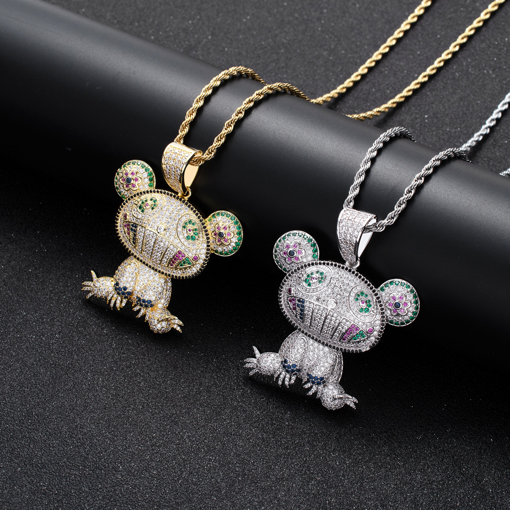Hip Hop Necklace Colorful Frog Iced Out Pendant Unique Trendy Accessory Pendant Moissanite Pass the diamond tester