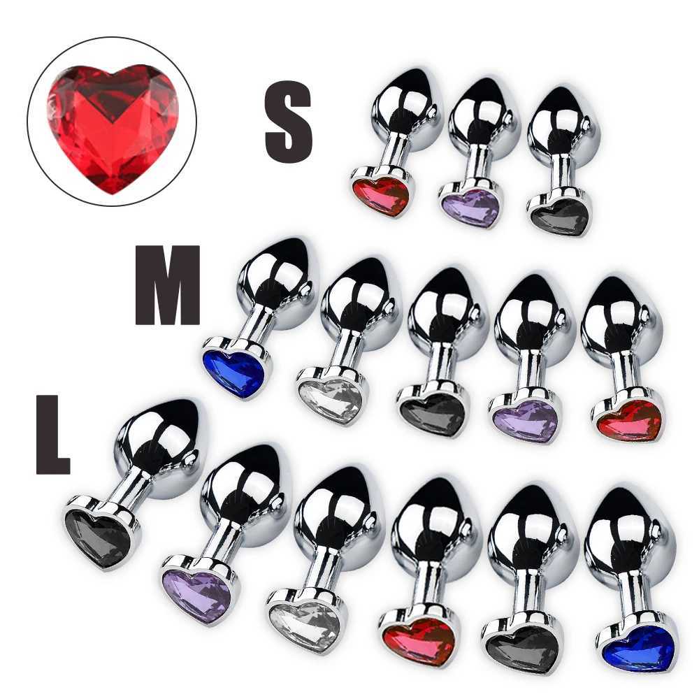 Anal Plug Heart 3 Sizes Stainless Steel Crystal Anal Plug Removable Butt Plug Stimulator Anal Sex Toys Prostate Massager Dildo W250624