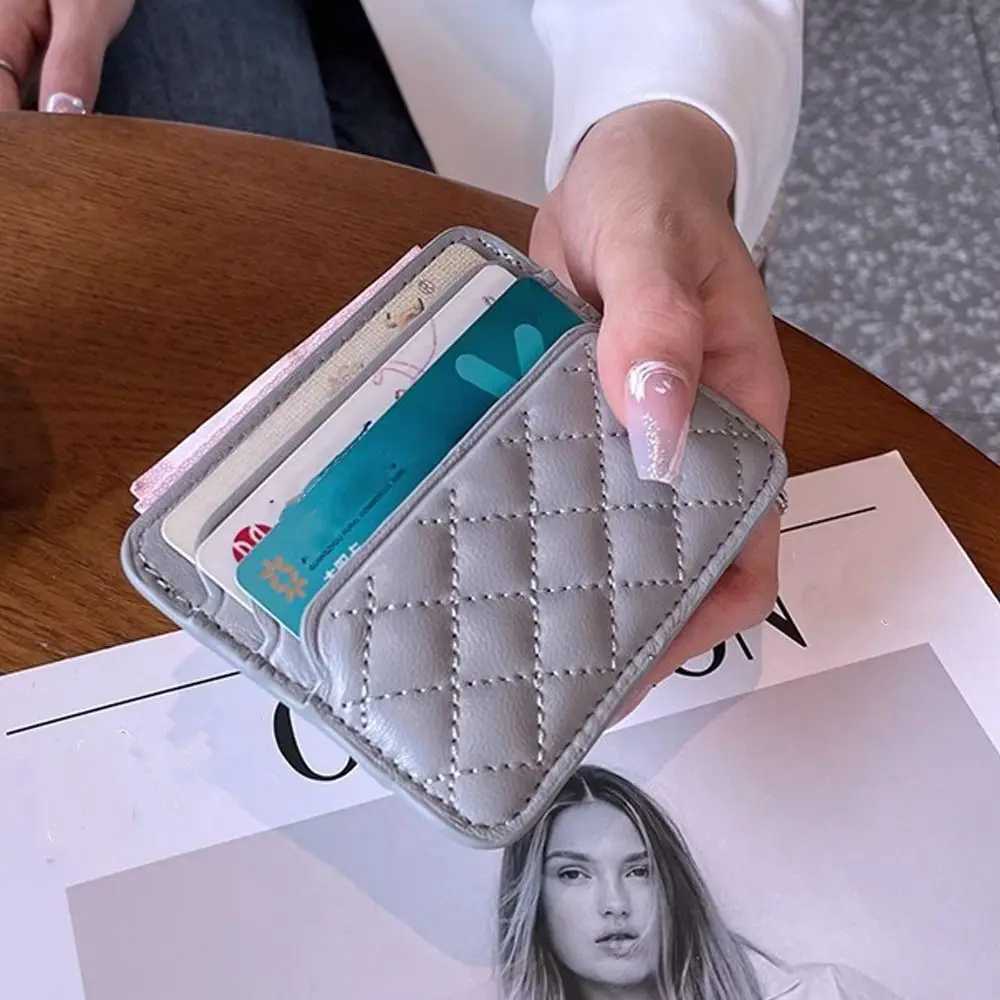 Woman Fi Leather Card Holder Ultra-thin Multiple Card Slots Card Clamp Small Wallet for girls XJ250624