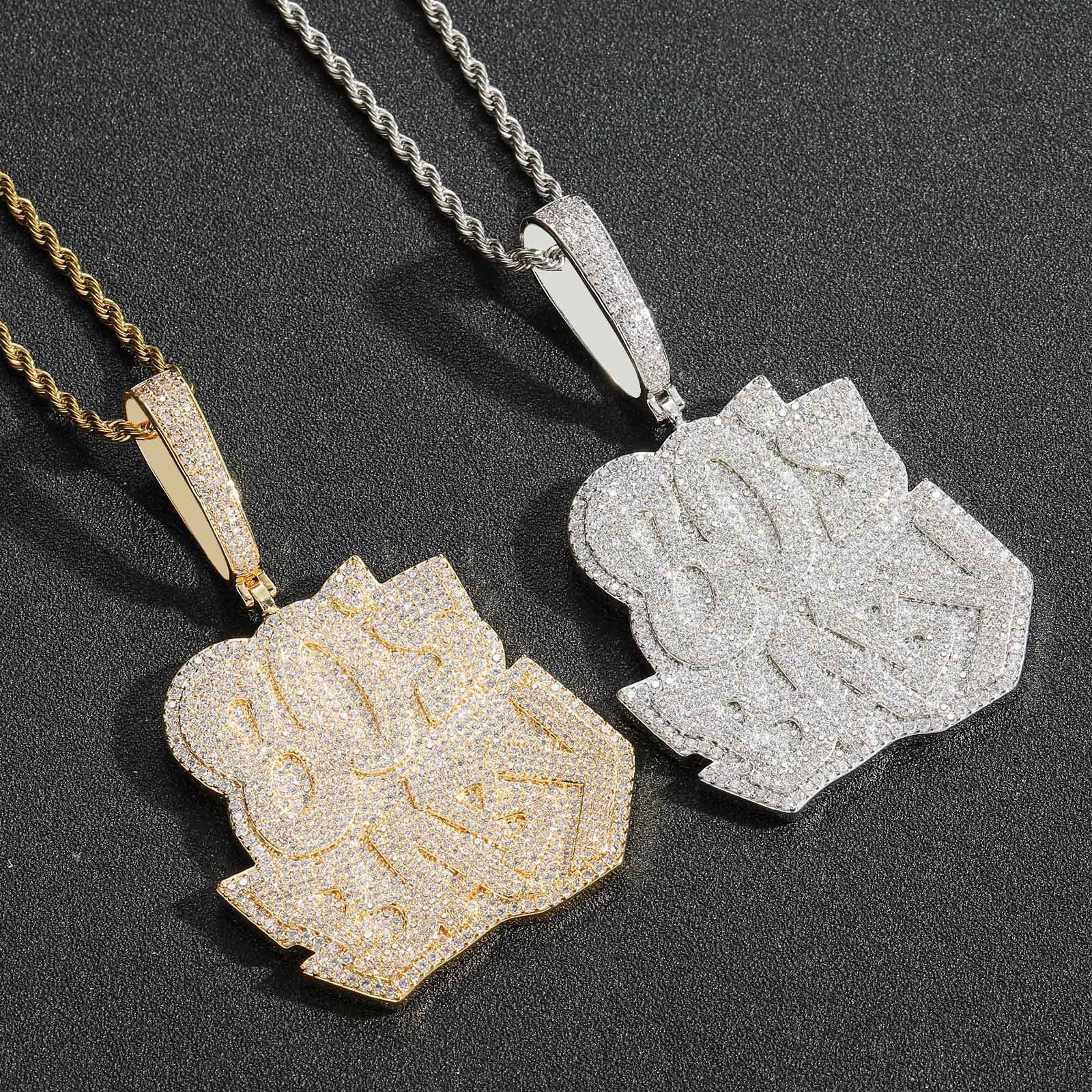 Luxury Moissanite Alphabet Pendant Punk Hip Hop Necklace Ice Out Bling Labubu Accessory Pass the diamond tester