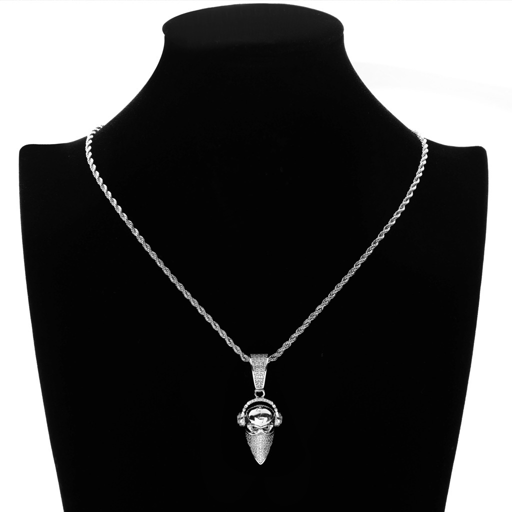 Moissanite Street Hip Hop Jewelry Masked Headphone Cool Portrait Pendant Iced Out Necklace Luxury Pass the diamond tester
