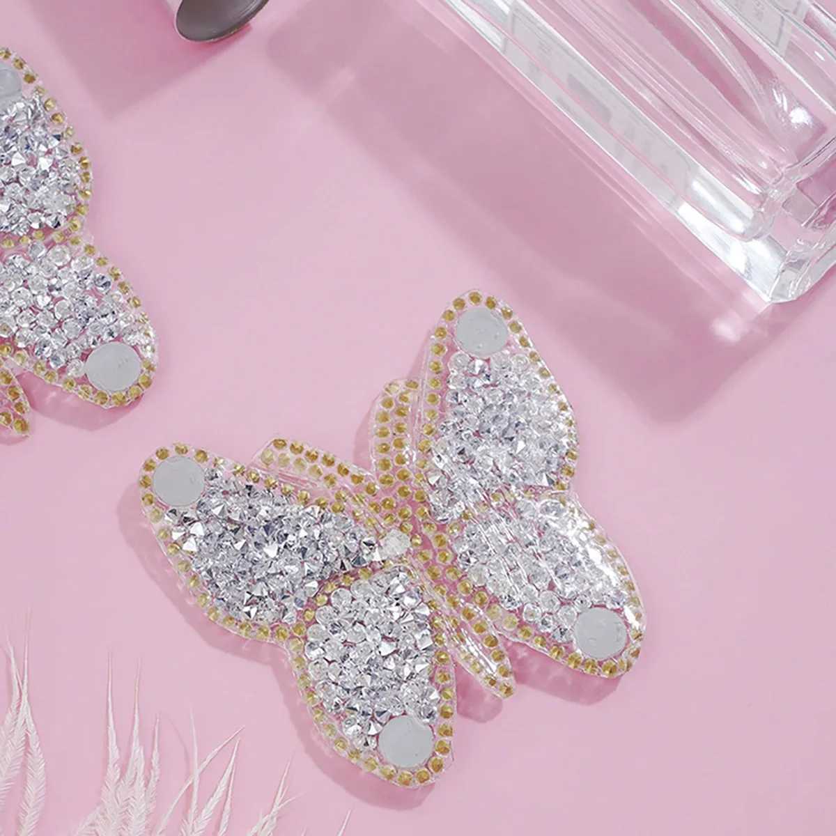 1Pair Rhinestone Butterfly Shape Nipple Covers for Women Sexy Reusable Wear Silicone Nipple Pasties Chest Stickers W250624