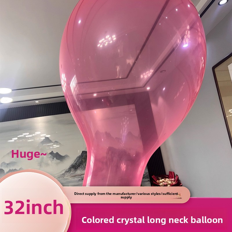 32 inch round long neck thickened balloon manufacturer wholesale foreign trade birthday wedding party arrangement bar oversized balloon colored crysta