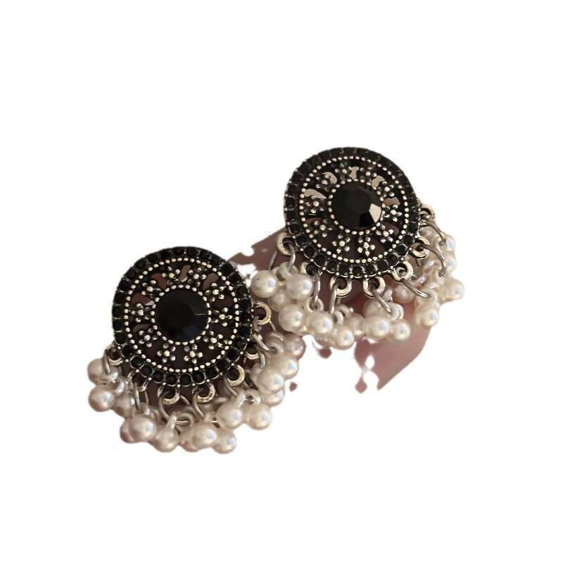 Versatile Ethnic Design with Diamond Accents: Elegant Handcrafted Pearl Drop Earrings