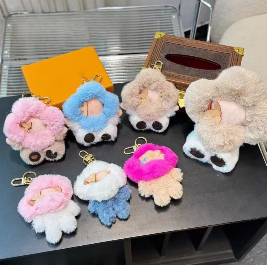 Keychains Lanyards purse charms keychain wallet sun flower doll plush lanyards decoration fashion men women bag decor gift key buckle simple valentine day gift