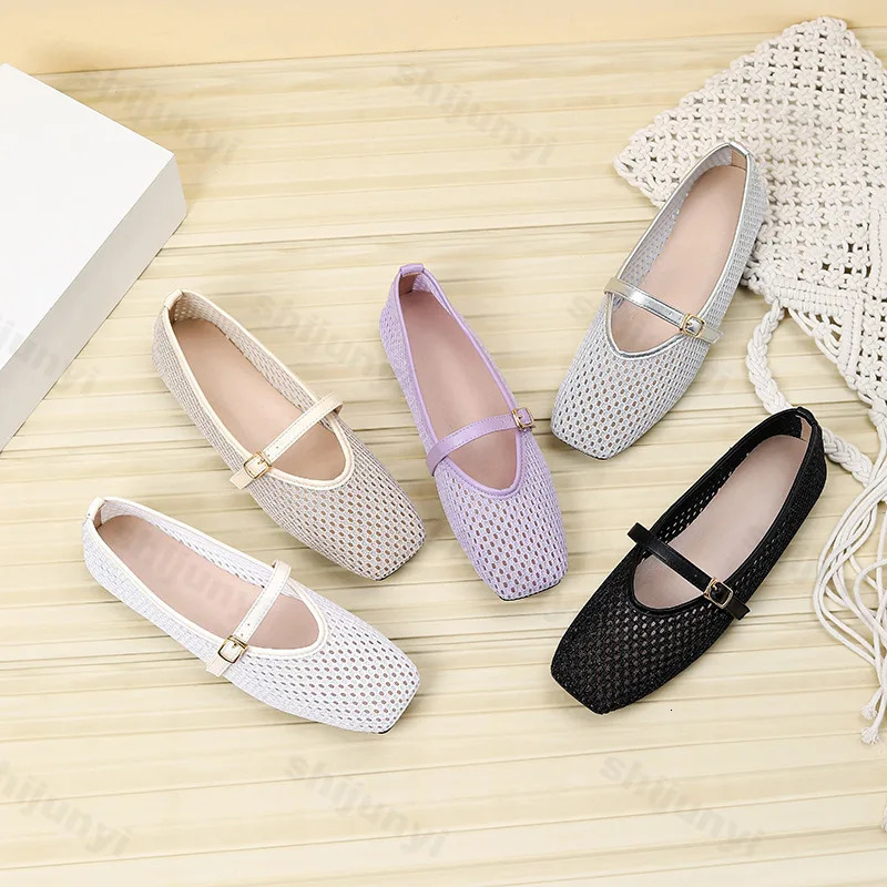 Women Ballet Flat Shoes Mesh Breathable Casual Comfortable Hollow Out Mary Jane Summer High Quality Womens Shoes 250624