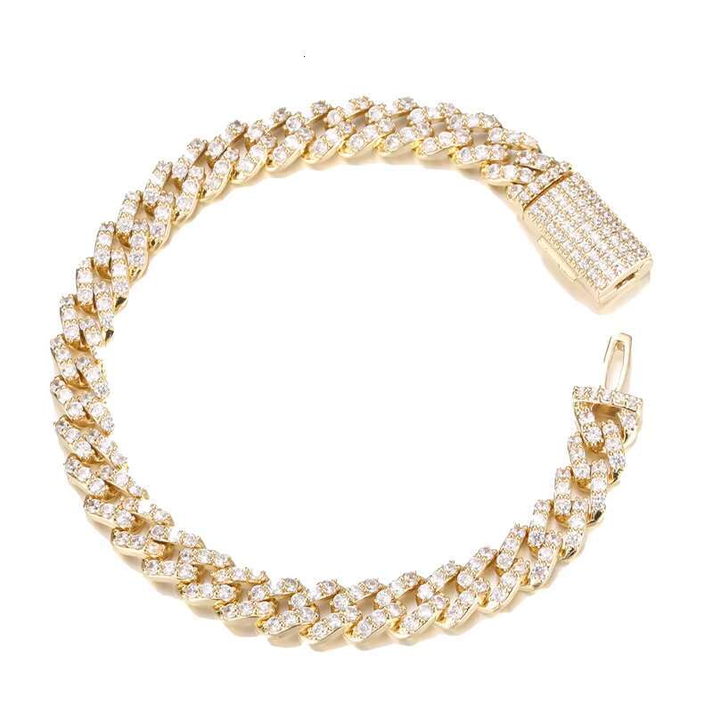 8mm Offset CZ Cuban Link Bracelet | Silver or Gold Tone Brass | Luxury Mens Jewelry