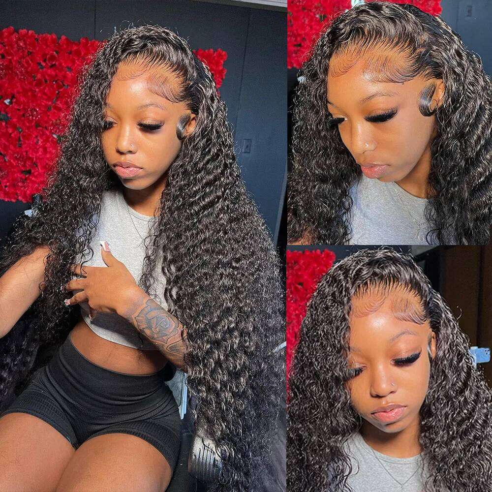 Deep 13x6 Frontal Invisible Strap 360 HD Full Glueless 30 Inch Water Wave Lace Front Wig Human Hair
