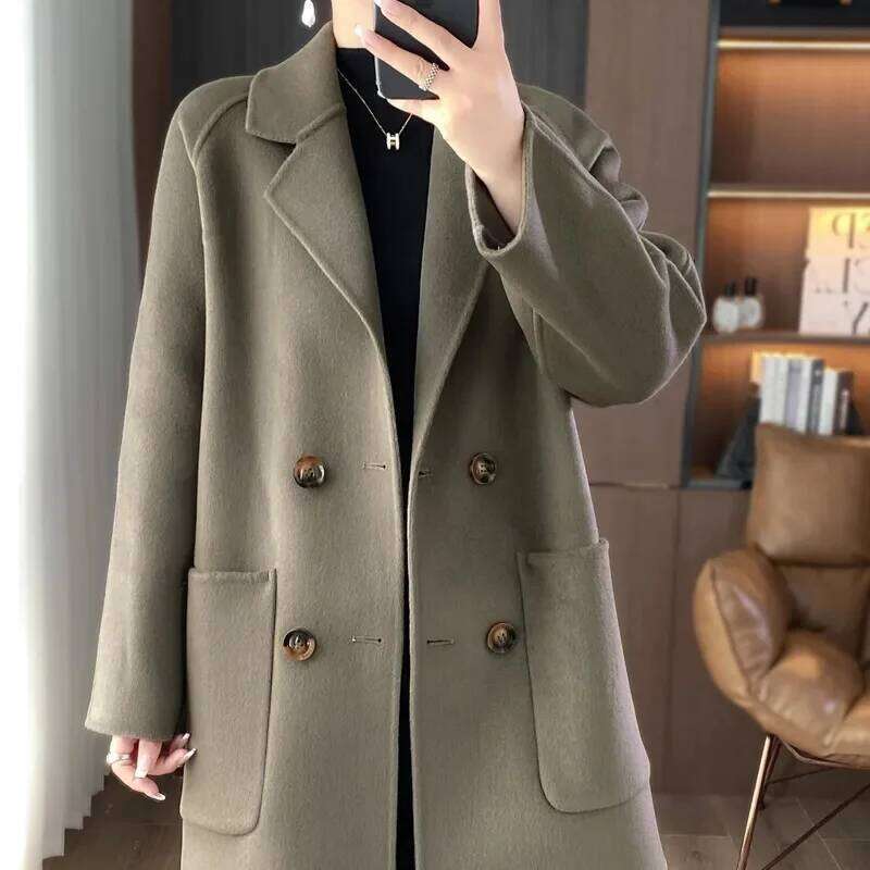 Fashion Double-sided Coat Women's Woolen Overcoat Autumn Winter Thicken Double-breasted Wool Jacket Female Streetwear Coats