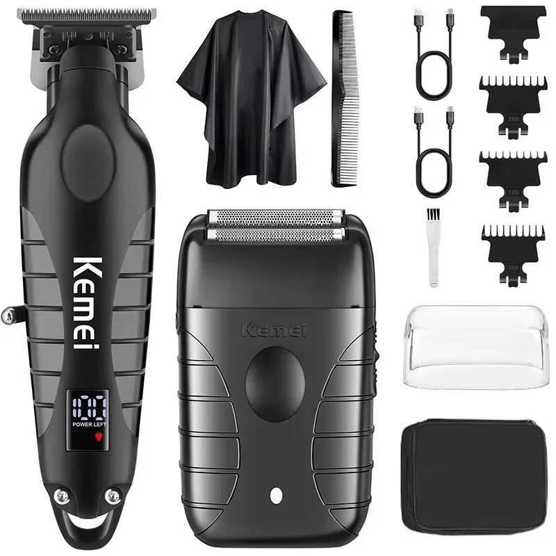 Kemei KM-2293 T95 Hair Clipper Professional Electric Rechargeable Barber Trimmer Cordless Trimmer Type-c Zero Gapped CuttingXJ250624