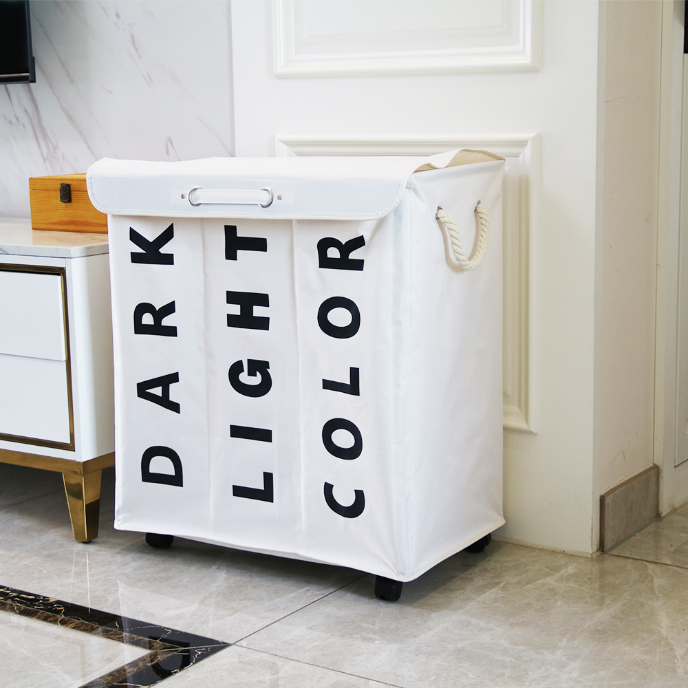 Multi functional large capacity foldable dirty clothes basket with wheels ,cheap and useful tools.