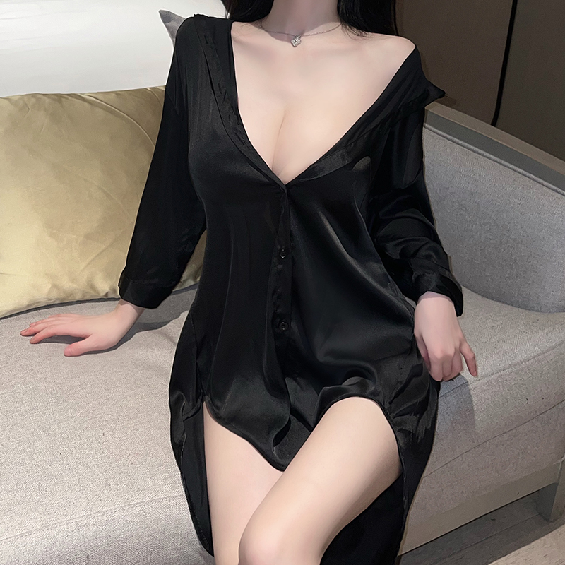 Sexy and hot uniform, full of temptation, suitable for flirting lingerie couple pajamas - plus size boyfriend style shirt 1366