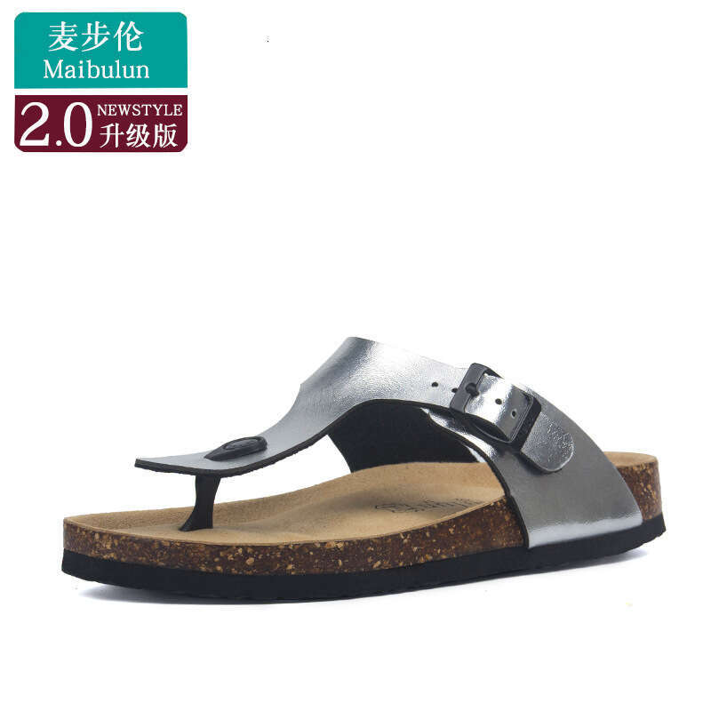 McBulun Birkenstock Flat Cork Sandals for Men and Women Couples Beach Home Outdoor Toe Post Flip Flops Birken Shoes Summer