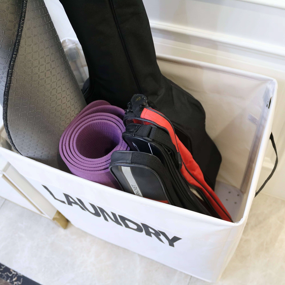 Large capacity foldable dirty clothes basket with wheels factory direct sales