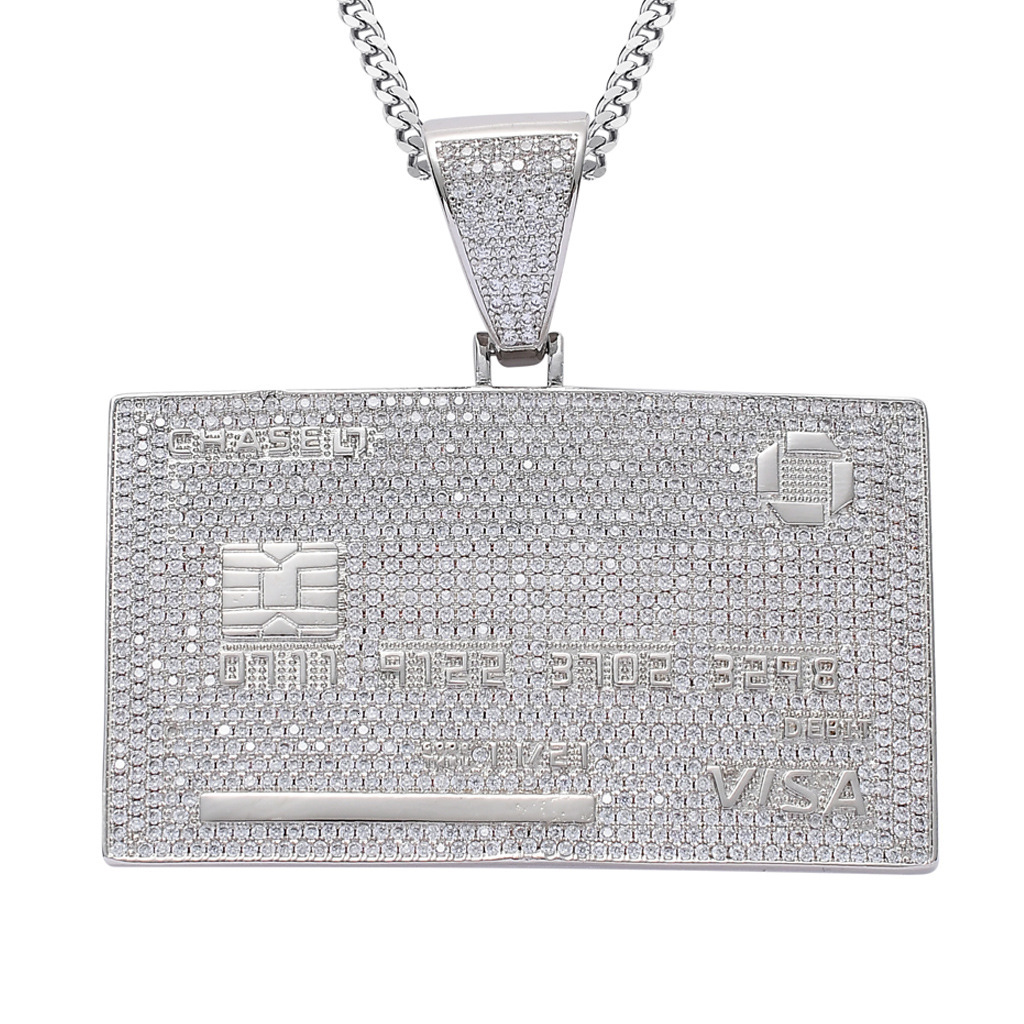 Luxury Moissanite Hip Hop VISA Card Pendant Solid Smooth Personalized Bank Card inspired Fashion Accessory for Trendy Men Pass the diamond tester