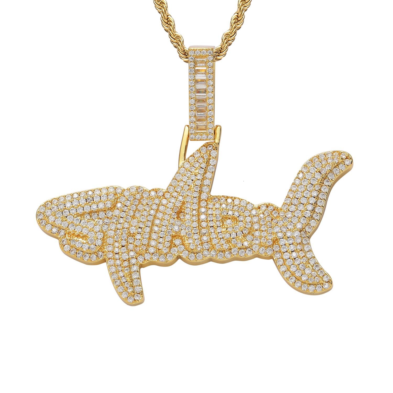 Luxury Moissanite Shark Letter Iced Out Hip Hop Chain Men's Trendy Swag Versatile Pendant Pass the diamond tester