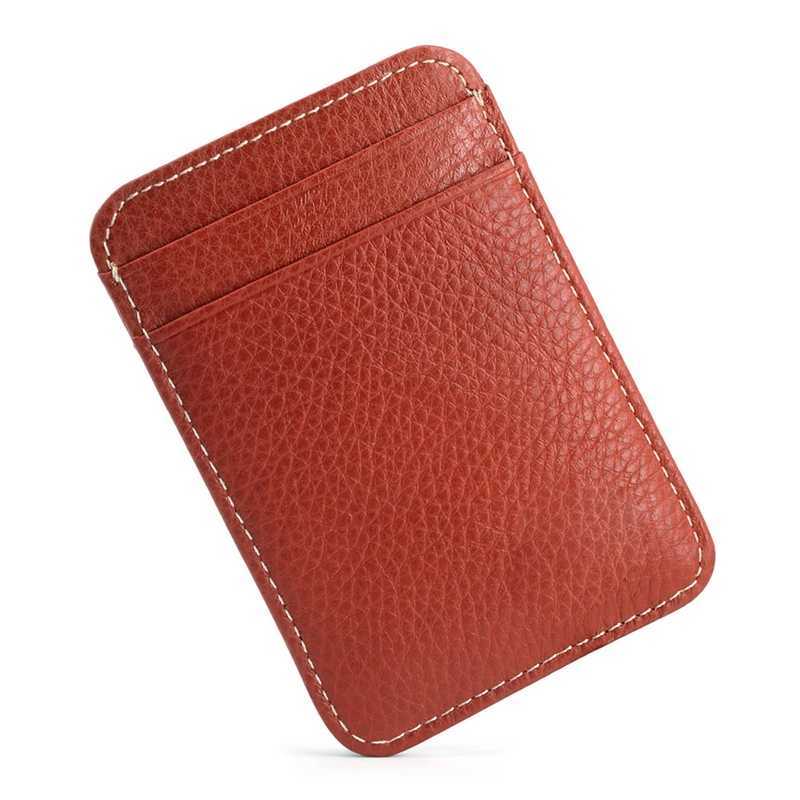 Premium Cowhide Slim Card Holder Wallet for Men Women - Compact ID Pocket Organizer XJ250624