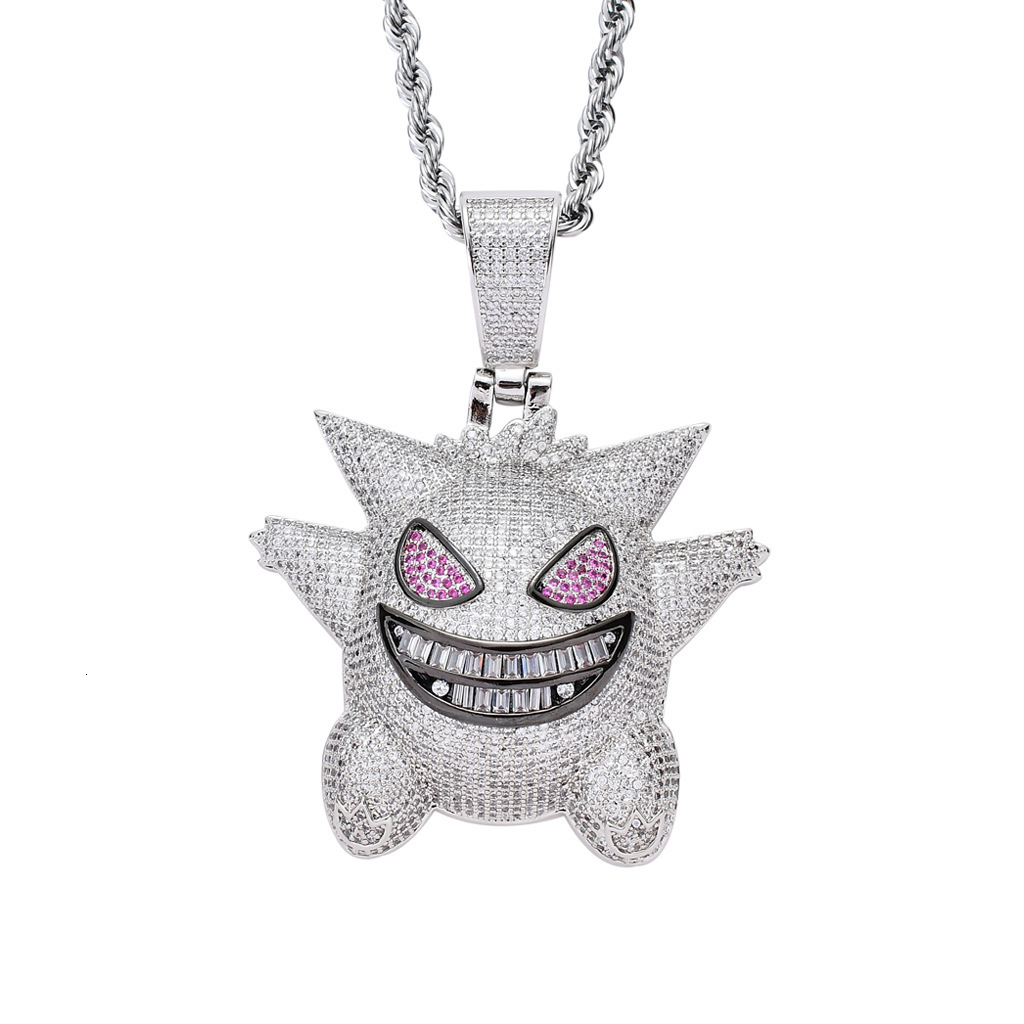 New Oversized Gengar Hip Hop Iced Out Pendant Moissanite Bling Necklace Trendy Streetwear Hot Sale Pass the diamond tester
