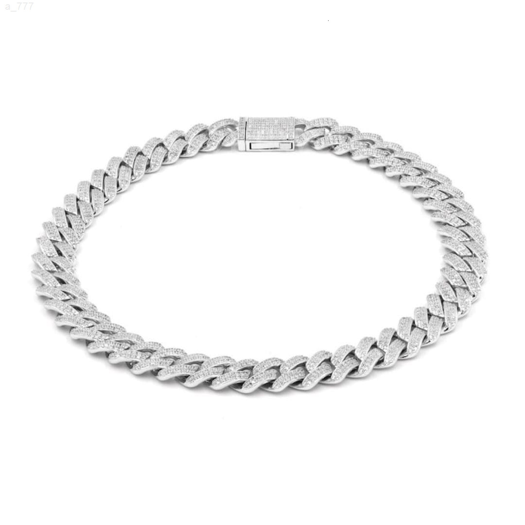 925 Sterling Silver Cuban Link Chain Premium Hip-Hop Bling Zircon Stones for Trendsetters Wedding Gift Sweater Necklace Type