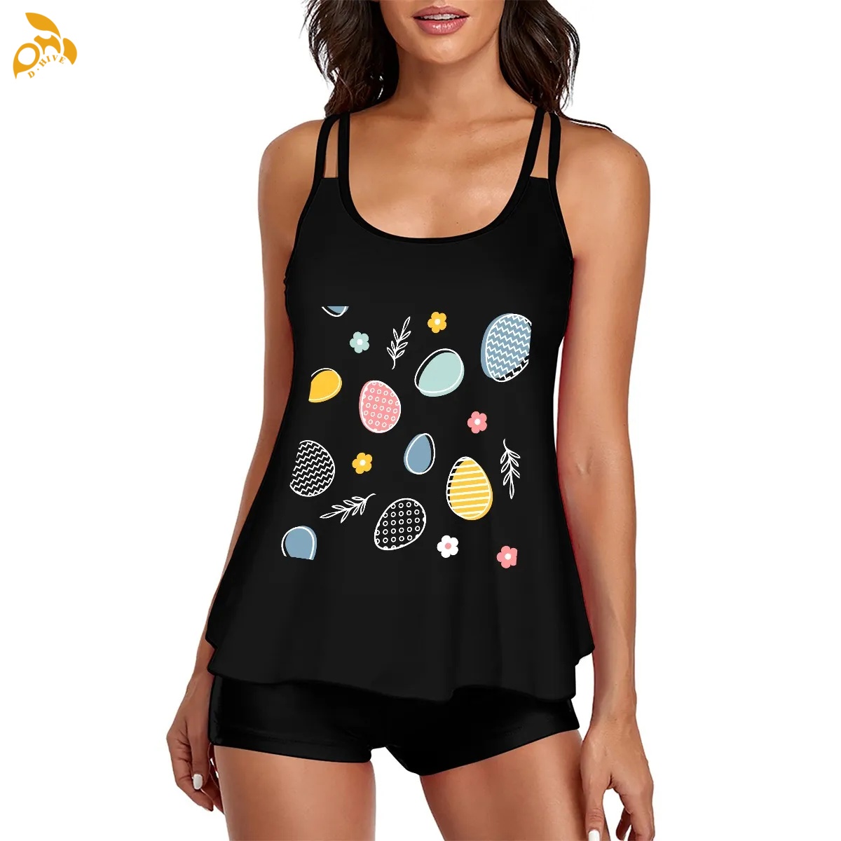 free shipping of customized super fashionable Ladies' halter two-piece swimsuit set is suitable for 200GSM DTF with exquisite patterns from US