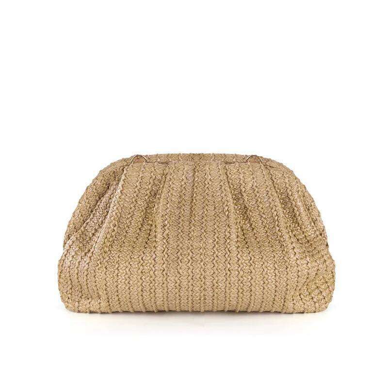 Casual Shell Straw Clutch Women Chains Shoulder Crossbody Bags Summer Beach Bag Small Phone Purses For Party 2024