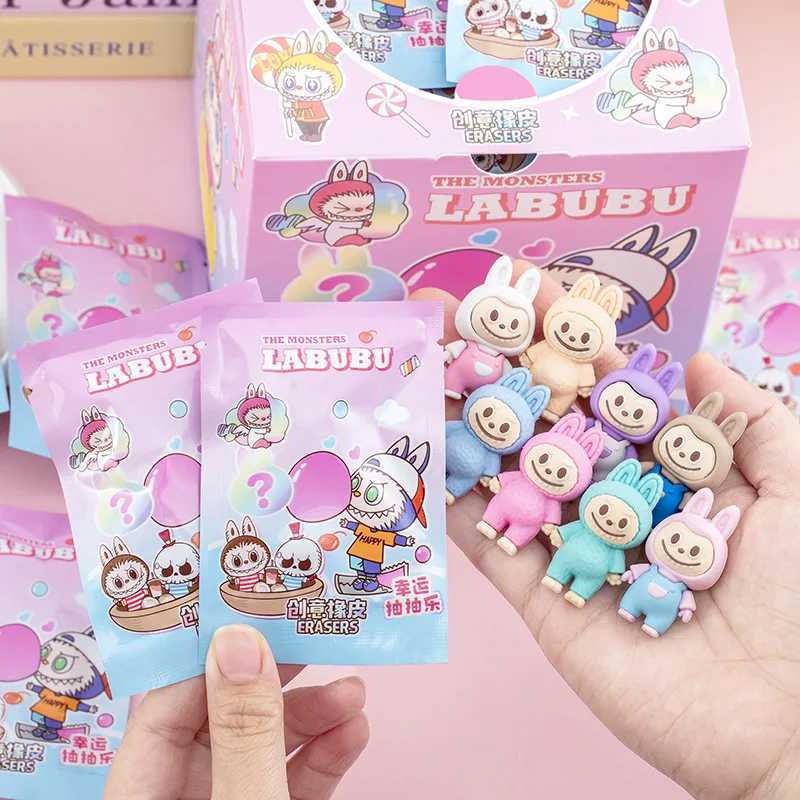 New Labu Eraser 32pcs Cartoon Super Cute 3D Surprise Blind Bag Cute Eraser School Student Supplies Prizes Holiday Gifts Kid Toy Y250624