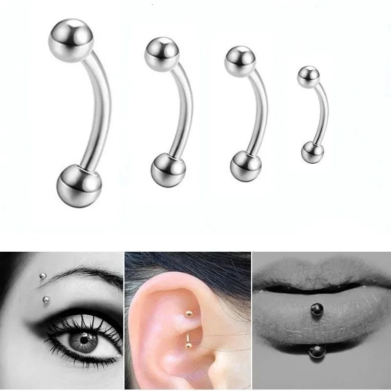 30pcs Stainless Steel Eyebrow Piercing Rings for Women Men Curved Barbell Lip Ring Cartilage Daith Helix Rook Earring Jewelry 250613