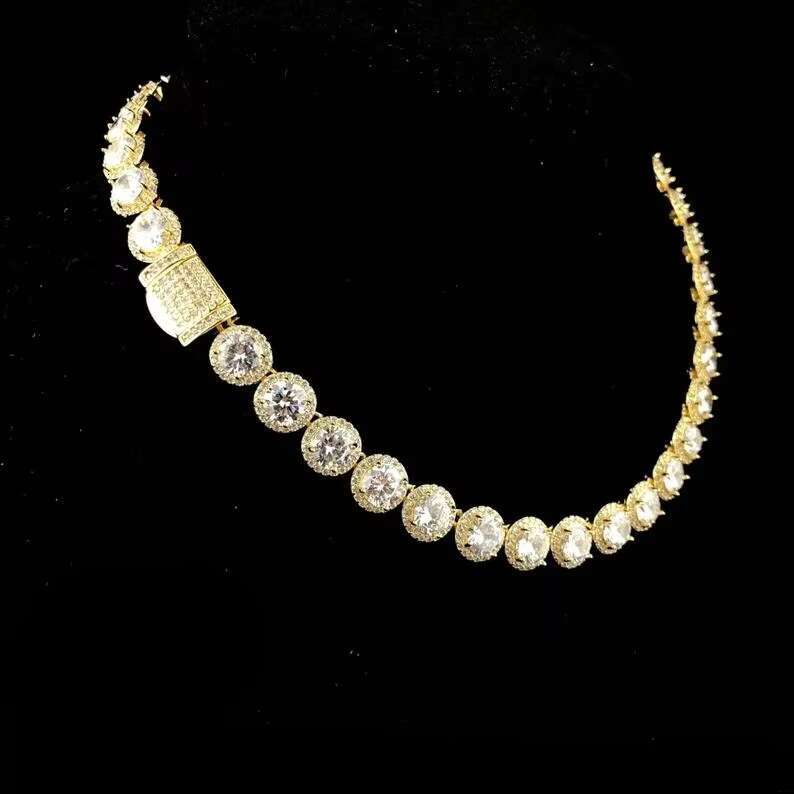 Master Rocks Jewelry 925 Sterling Silver Iced Out 8mm VVS Moissanite Tennis Chain Necklace