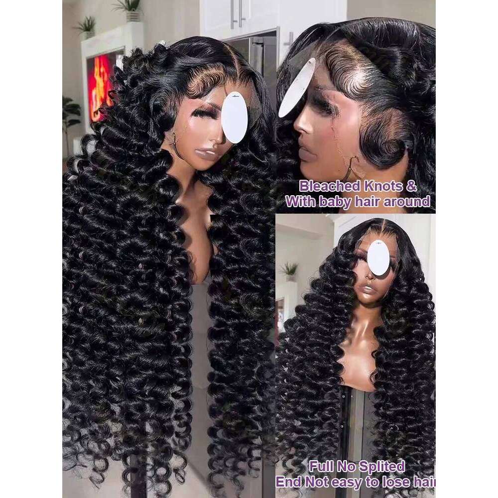 Lakeisha 220 Density Curly Human Wigs 30 40 Inch Loose Deep Wave 13x6 HD Lace Frontal Wig Preplucked Raw Remy Indian Hair