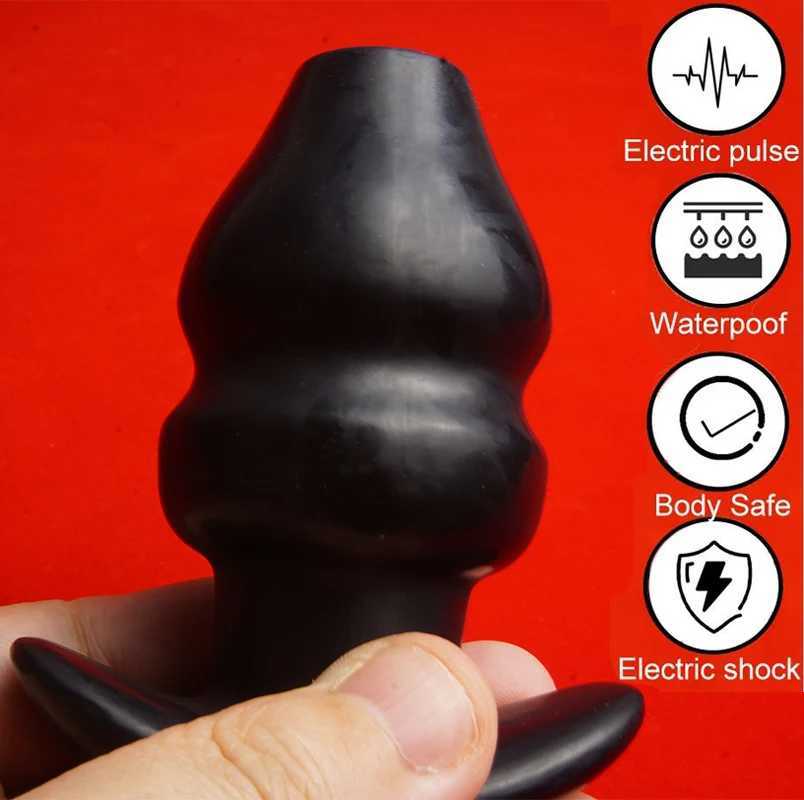 Electrosex Electrostimulator Anal Butt Plug Estim E-stim Hollow Core Buttplug Electro BDSM Anus Dilator Electric Shock Sex Toys W250624